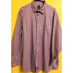 English Laundry Men's Sz 18.5 38/39T Purple Diamond Button Up Dress Shirt Flip